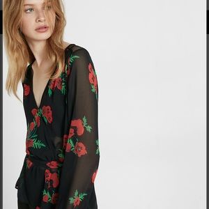 Express Floral Print Blouse - Semi-Sheer